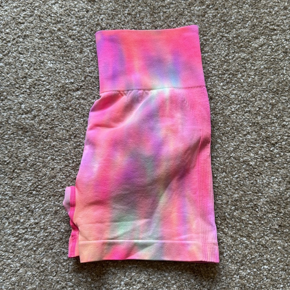 Pink Tie-Dye Workout Shorts - Picture 4 of 4
